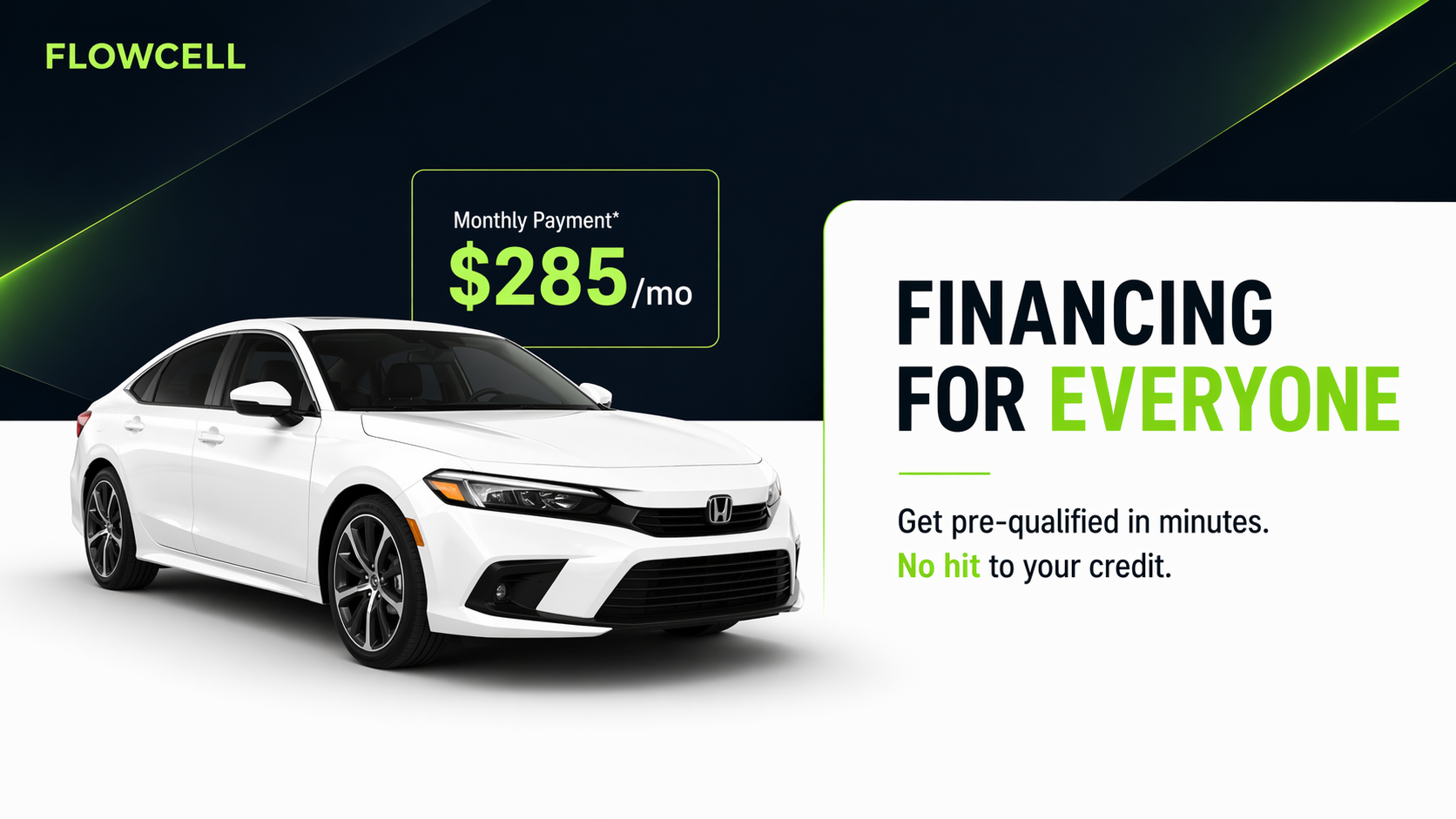 Flowcell financing for everyone ad with monthly payment example
